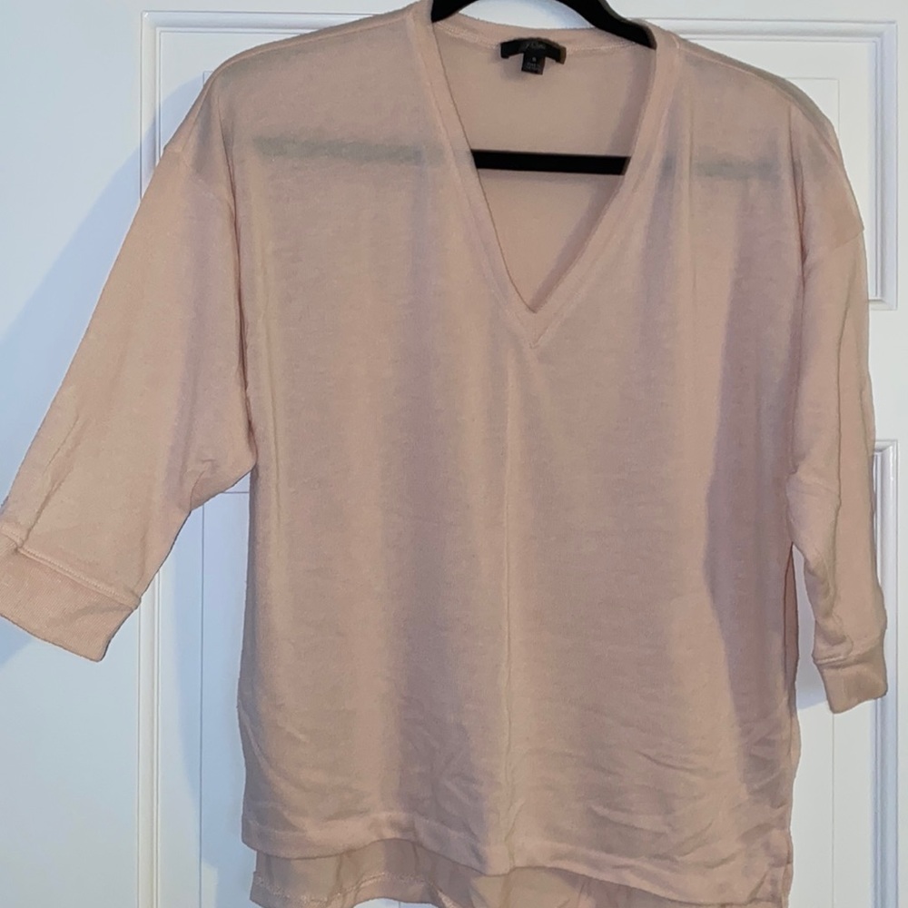 Pink J.Crew quarter sleeve sweater size S